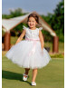 Feifei Sleeves White Lace Tulle Tutu Flower Girl Dress